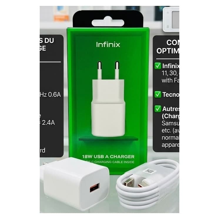 Kit de charge rapide 18W Infinix (U180XED + XDC13) - Image 1